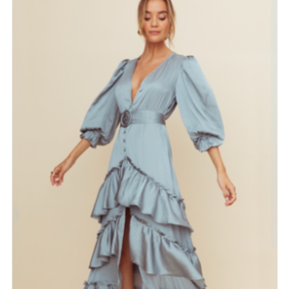 OPT Long Sleeve Light Blue Maxi Dress - Picture 3 of 8